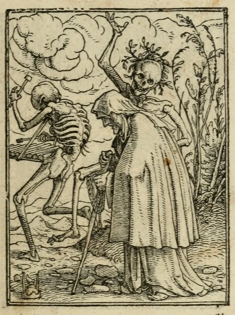 An illustration from Les simulachres & historiees faces de la mort, avtant elegammet pourtraictes, que artificiellement imaginées, 1547, leaf 17