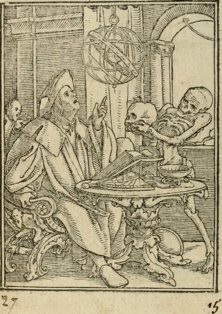 An illustration from Les simulachres & historiees faces de la mort, avtant elegammet pourtraictes, que artificiellement imaginées, 1547, leaf 19