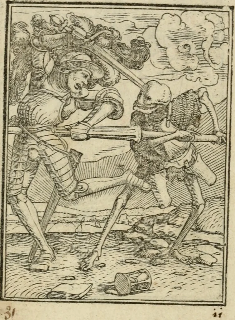 An illustration from Les simulachres & historiees faces de la mort, avtant elegammet pourtraictes, que artificiellement imaginées, 1547, leaf 21