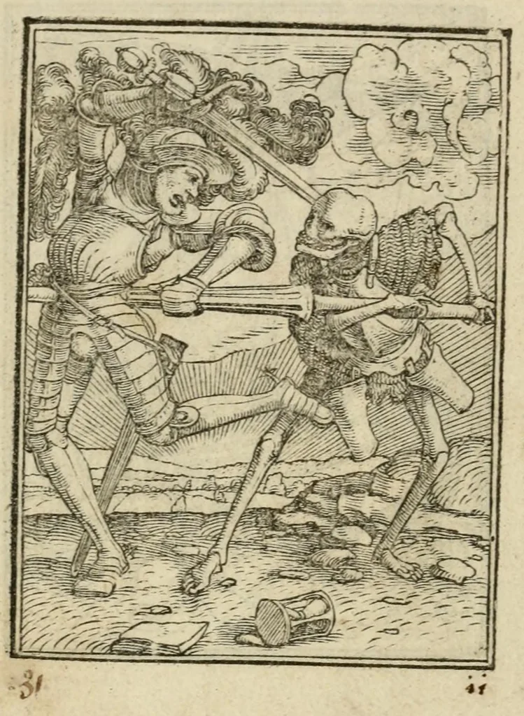 An illustration from Les simulachres & historiees faces de la mort, avtant elegammet pourtraictes, que artificiellement imaginées, 1547, leaf 22