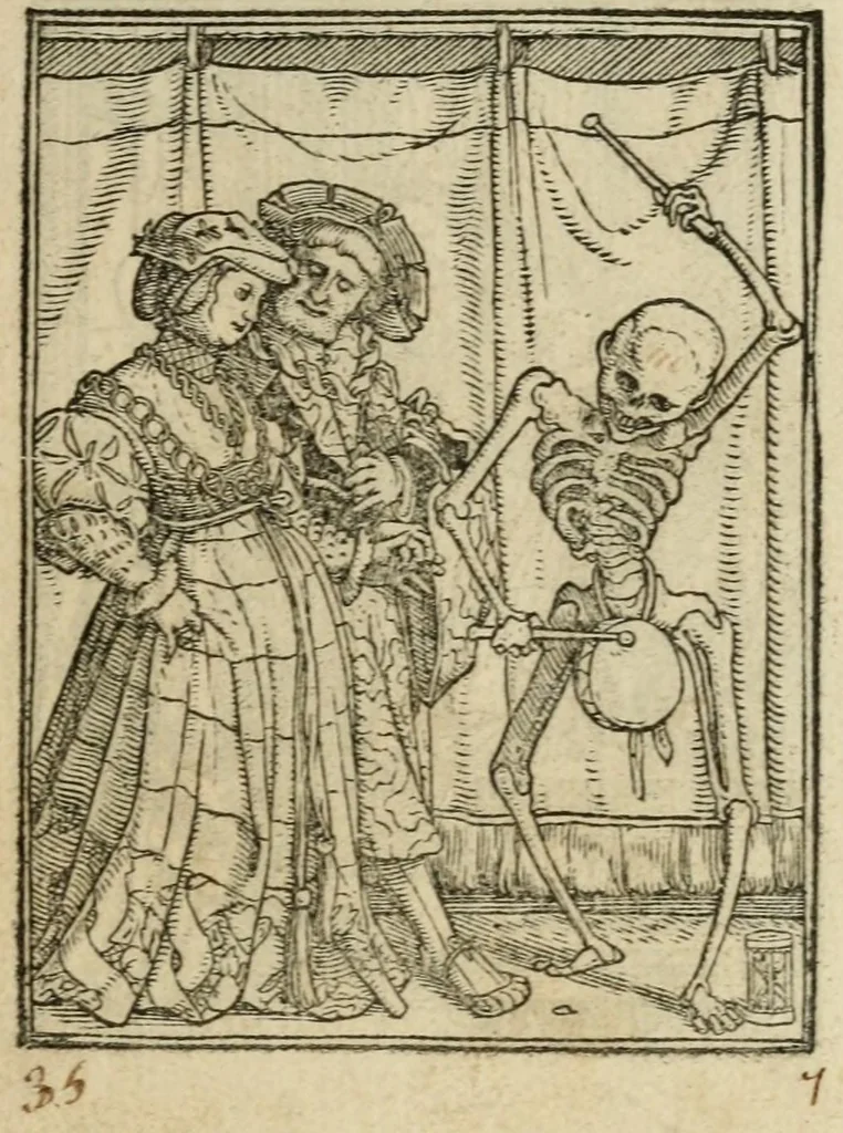 An illustration from Les simulachres & historiees faces de la mort, avtant elegammet pourtraictes, que artificiellement imaginées, 1547, leaf 23