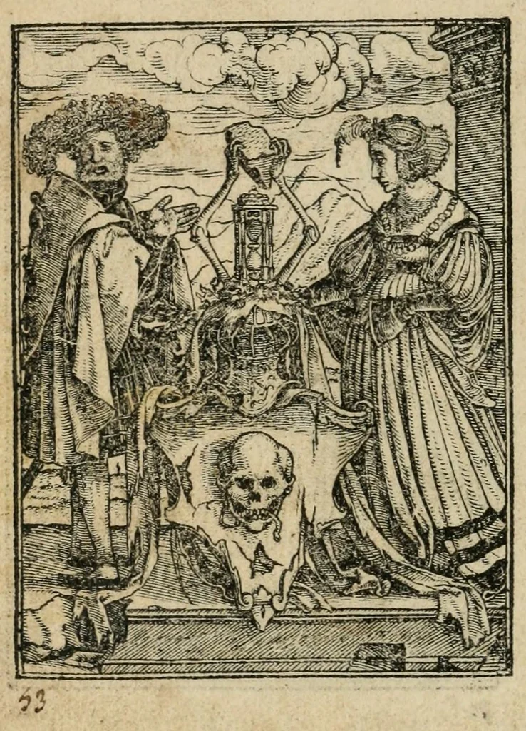 An illustration from Les simulachres & historiees faces de la mort, avtant elegammet pourtraictes, que artificiellement imaginées, 1547, leaf 28