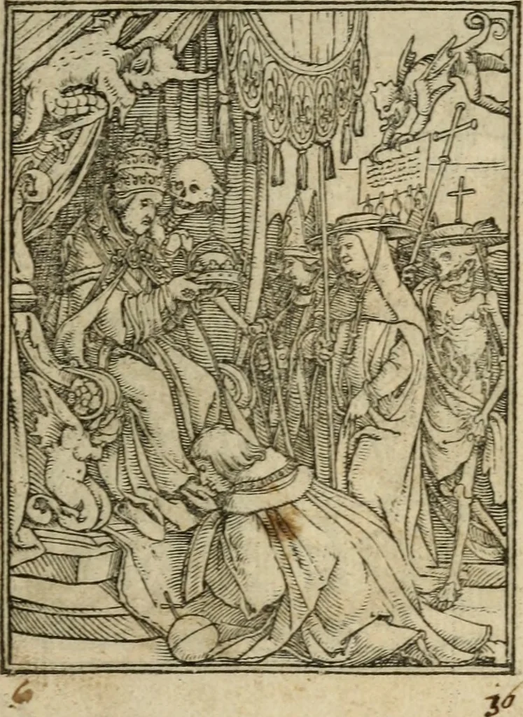 An illustration from Les simulachres & historiees faces de la mort, avtant elegammet pourtraictes, que artificiellement imaginées, 1547, leaf 4