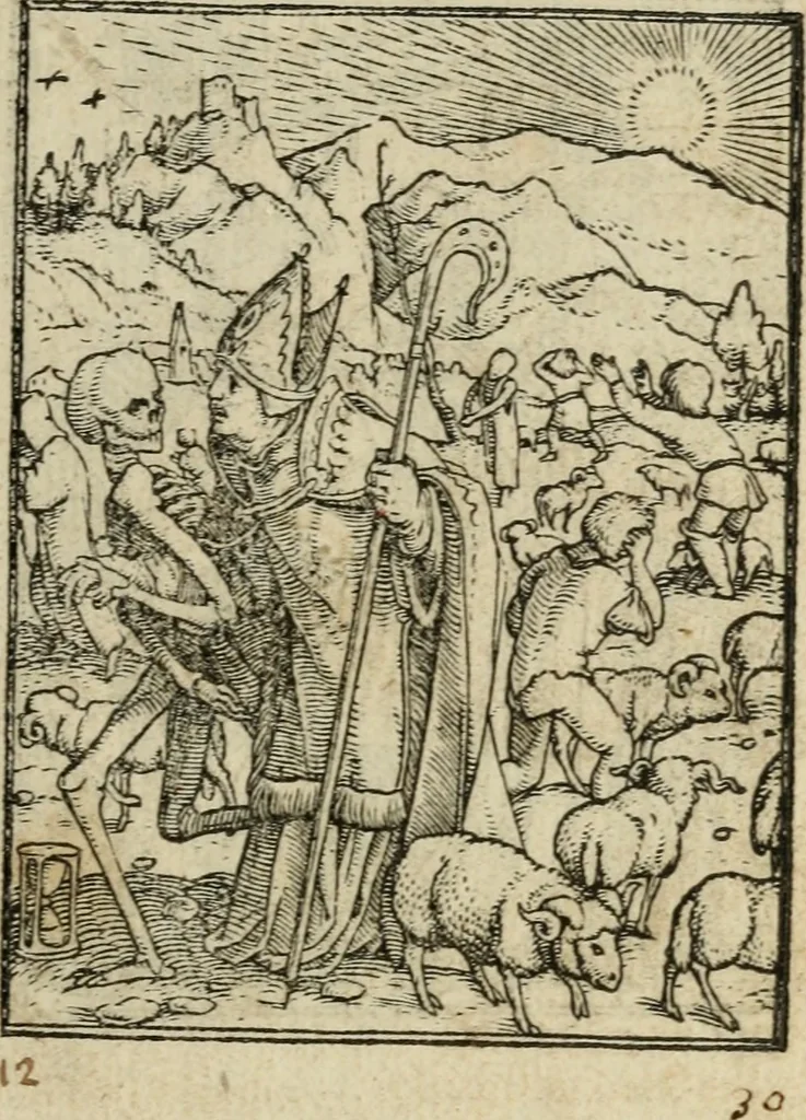 An illustration from Les simulachres & historiees faces de la mort, avtant elegammet pourtraictes, que artificiellement imaginées, 1547, leaf 8