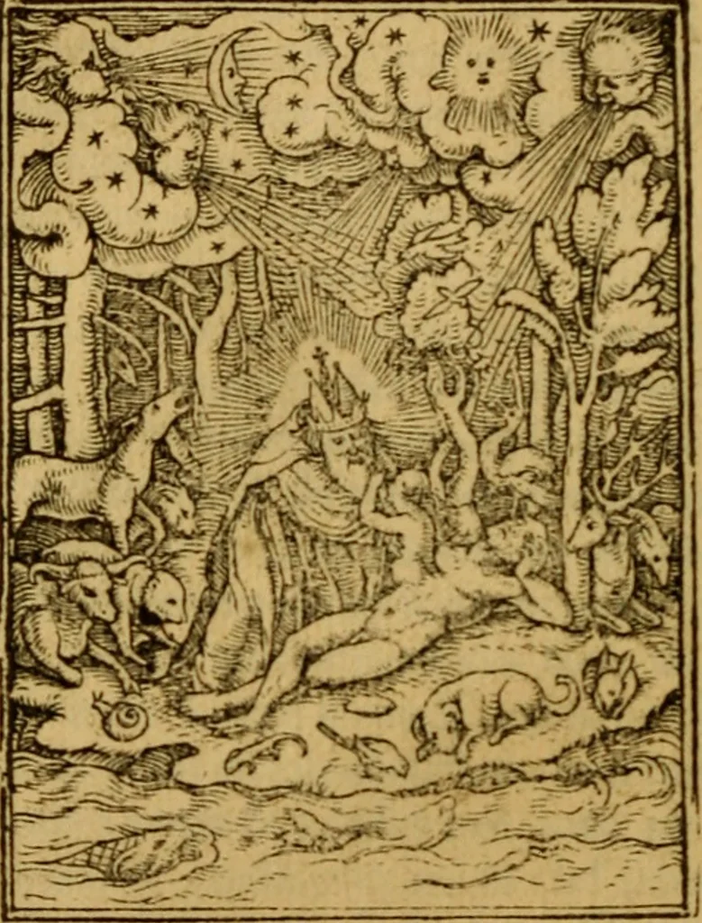 An illustration from Les simulachres & historiees faces de la mort, autant elegamme[n]t pourtraictes, que artificiellement imaginées, 1538, leaf 23