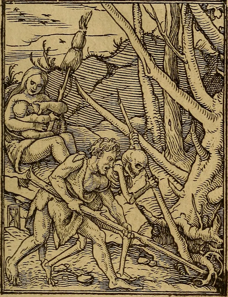 An illustration from Les simulachres & historiees faces de la mort, autant elegamme[n]t pourtraictes, que artificiellement imaginées, 1538, leaf 26