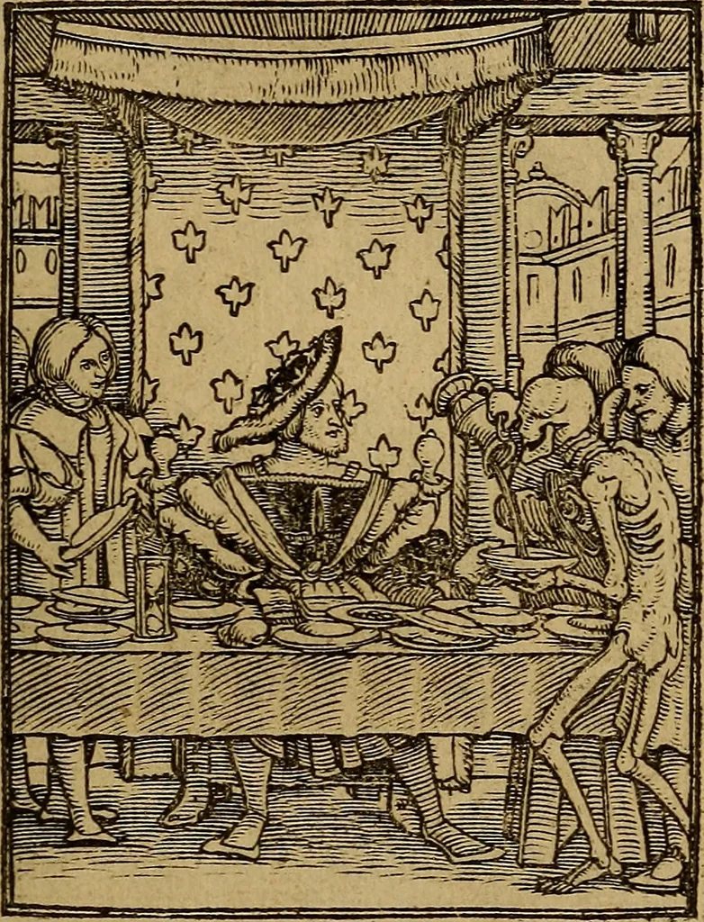An illustration from Les simulachres & historiees faces de la mort, autant elegamme[n]t pourtraictes, que artificiellement imaginées, 1538, leaf 30