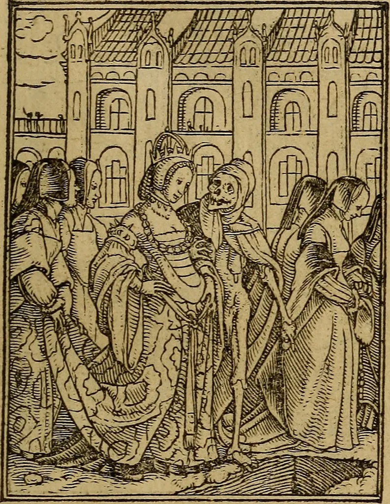 An illustration from Les simulachres & historiees faces de la mort, autant elegamme[n]t pourtraictes, que artificiellement imaginées, 1538, leaf 32