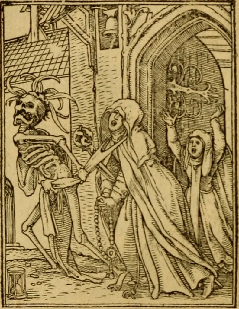 An illustration from Les simulachres & historiees faces de la mort, autant elegamme[n]t pourtraictes, que artificiellement imaginées, 1538, leaf 37