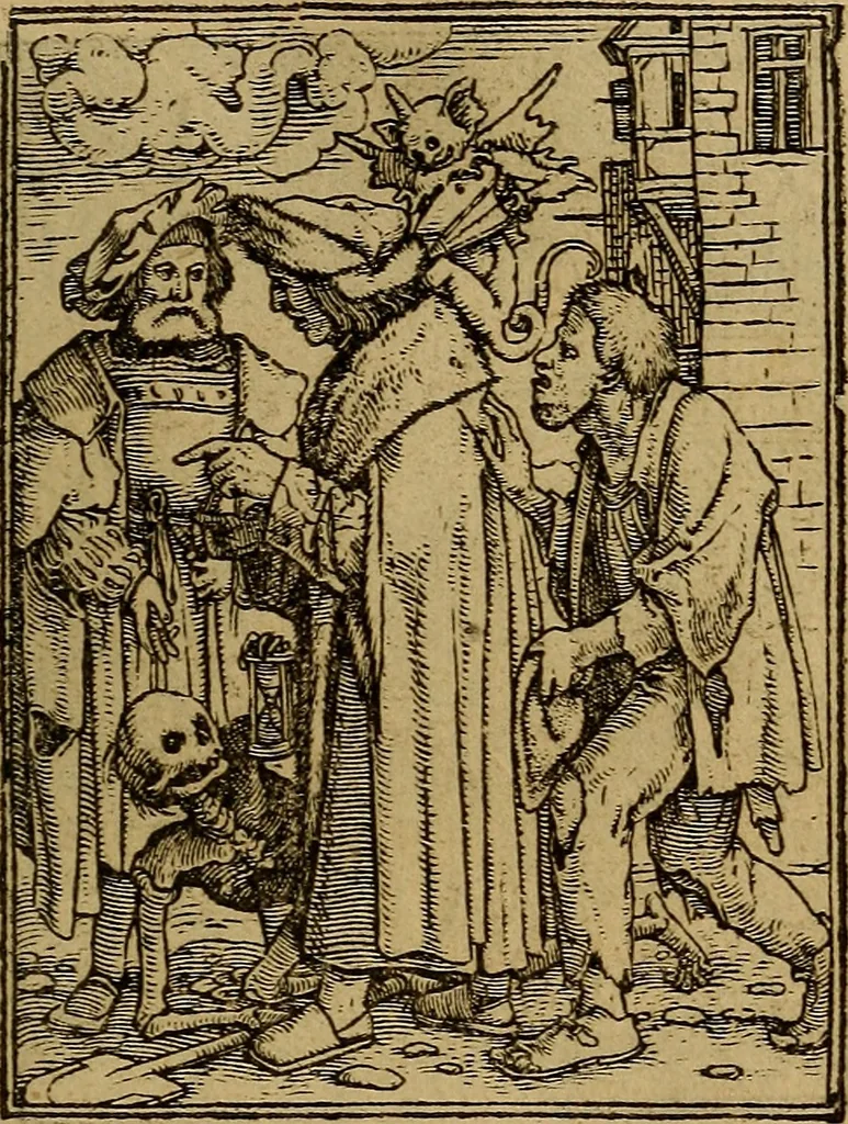 An illustration from Les simulachres & historiees faces de la mort, autant elegamme[n]t pourtraictes, que artificiellement imaginées, 1538, leaf 42