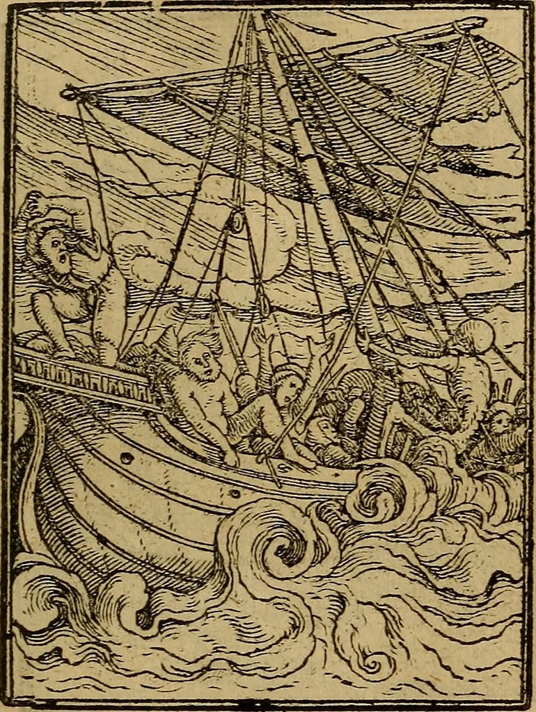 An illustration from Les simulachres & historiees faces de la mort, autant elegamme[n]t pourtraictes, que artificiellement imaginées, 1538, leaf 52