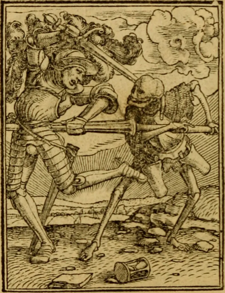 An illustration from Les simulachres & historiees faces de la mort, autant elegamme[n]t pourtraictes, que artificiellement imaginées, 1538, leaf 53