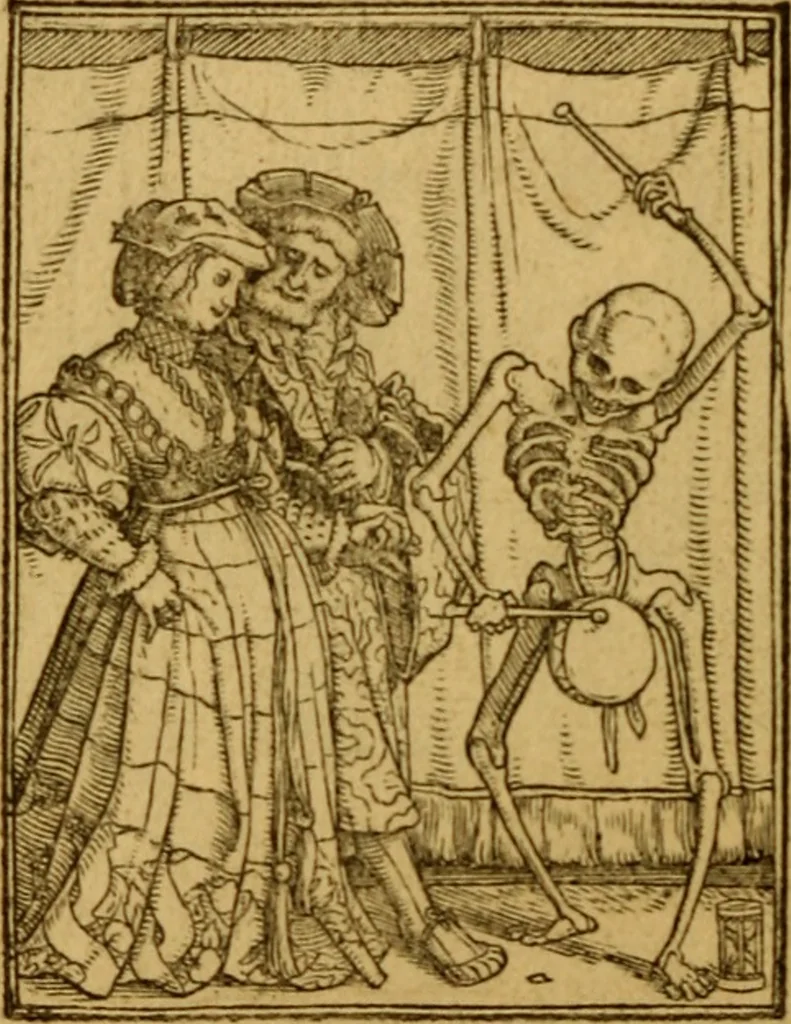 An illustration from Les simulachres & historiees faces de la mort, autant elegamme[n]t pourtraictes, que artificiellement imaginées, 1538, leaf 57