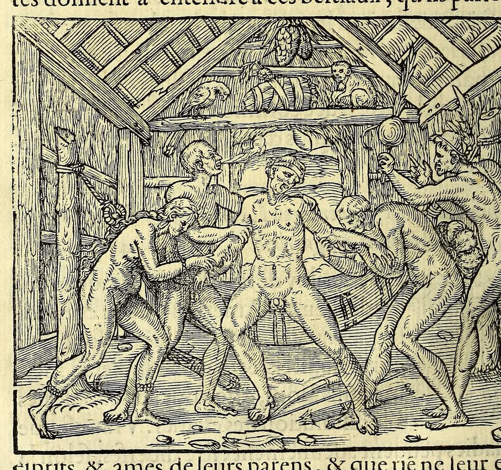 An illustration from Les singularitez de la France Antarctique, autrement nommée Amerique: & de plusieurs terre & isles decouuerte de nostre temps., 1558, leaf 198