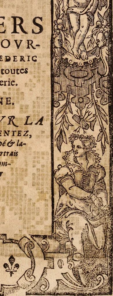 An illustration from Les singvliers et novveavx povrtraicts, 1589, leaf 52