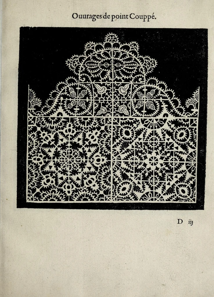 An illustration from Les singvliers et novveaux povrtraicts : pour toutes sortes d'ouurages de lingerie, 1601, leaf 35