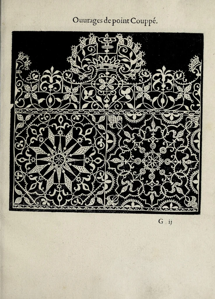 An illustration from Les singvliers et novveaux povrtraicts : pour toutes sortes d'ouurages de lingerie, 1601, leaf 57