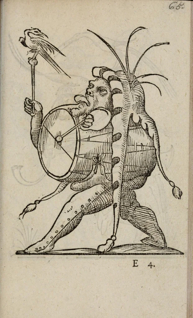 An illustration from Les songes drolatiqves de Pantagrvel : où sont contenues plusieurs figures de l'inuention de maitre François Rabelais & derniere œuure d'iceluy pour la recreation des bons esprits, 1565, leaf 75