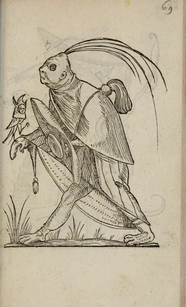 An illustration from Les songes drolatiqves de Pantagrvel : où sont contenues plusieurs figures de l'inuention de maitre François Rabelais & derniere œuure d'iceluy pour la recreation des bons esprits, 1565, leaf 79