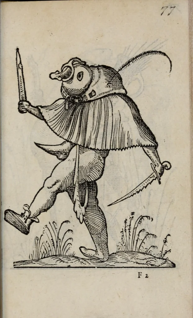 An illustration from Les songes drolatiqves de Pantagrvel : où sont contenues plusieurs figures de l'inuention de maitre François Rabelais & derniere œuure d'iceluy pour la recreation des bons esprits, 1565, leaf 87