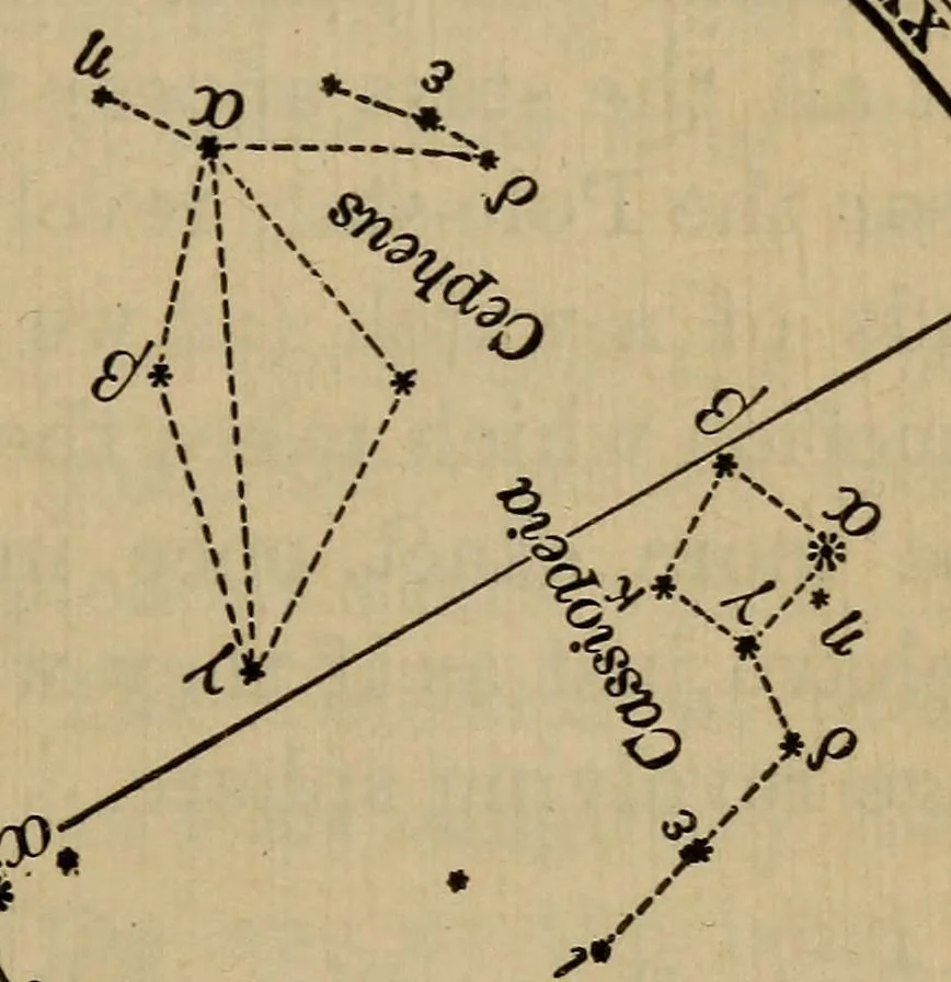 An illustration from Lessons in astronomy including uranography. A brief intoductory course without mathematics, 1896, leaf 20