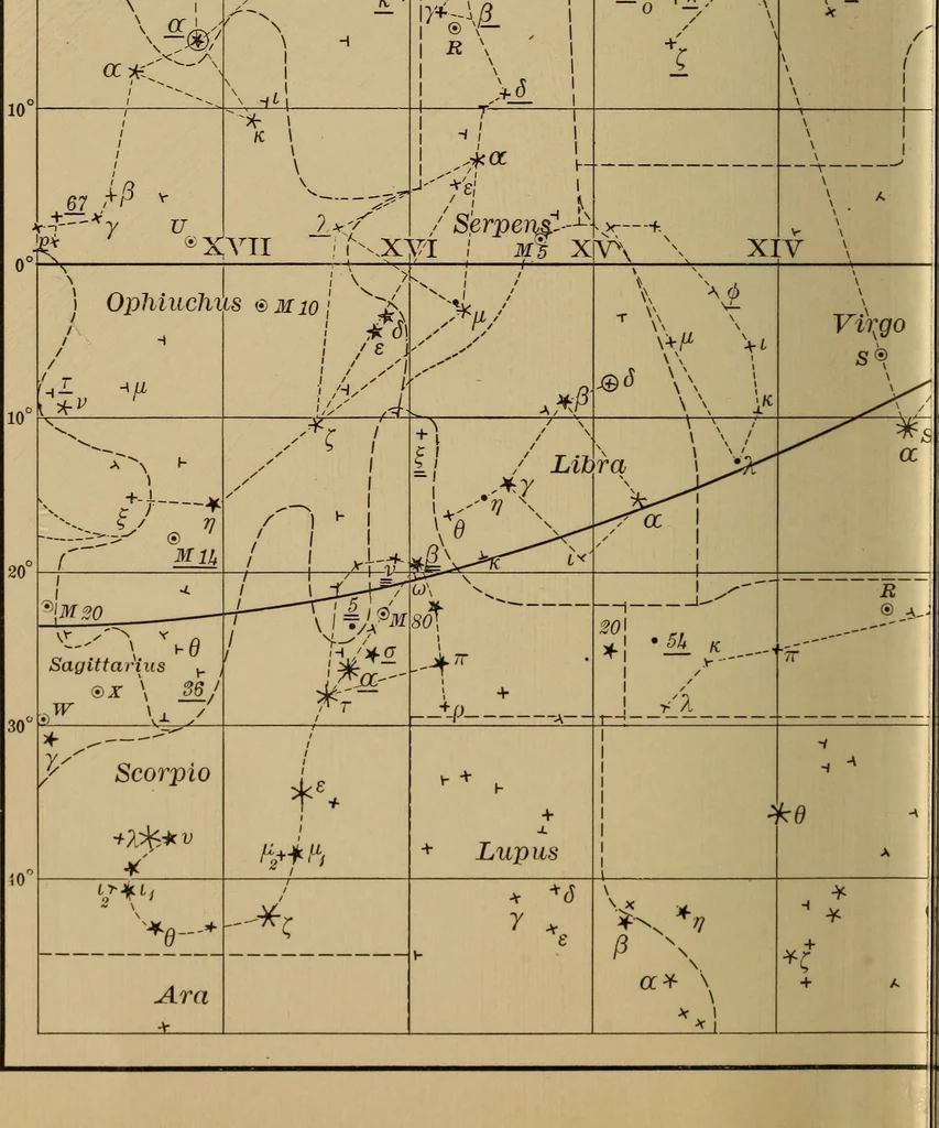 An illustration from Lessons in astronomy including uranography. A brief intoductory course without mathematics, 1896, leaf 391