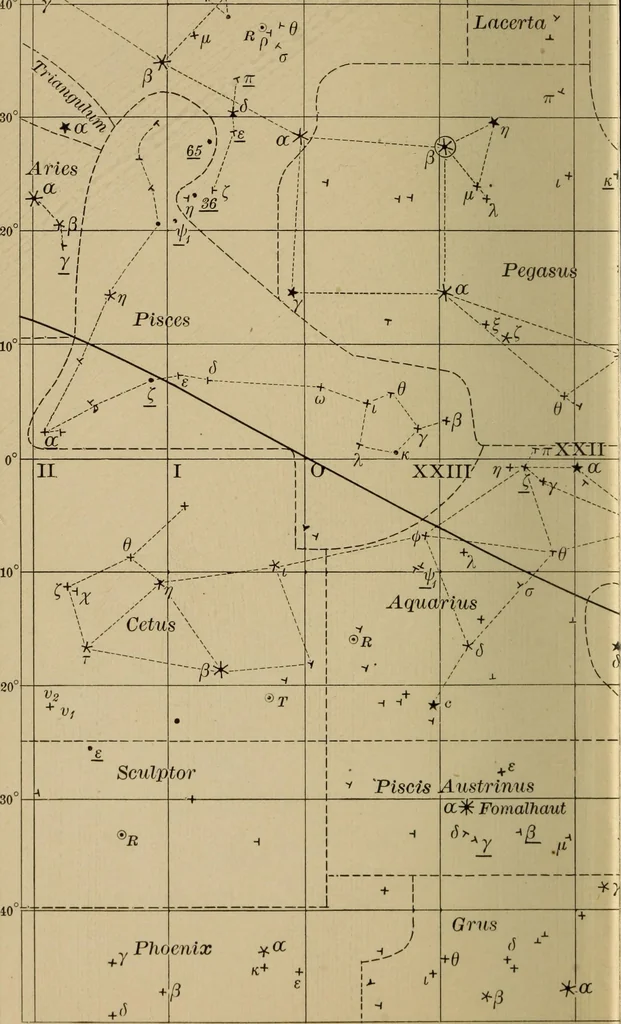 An illustration from Lessons in astronomy including uranography. A brief intoductory course without mathematics, 1896, leaf 395