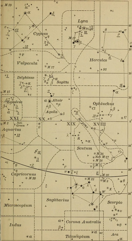 An illustration from Lessons in astronomy including uranography. A brief intoductory course without mathematics, 1896, leaf 396