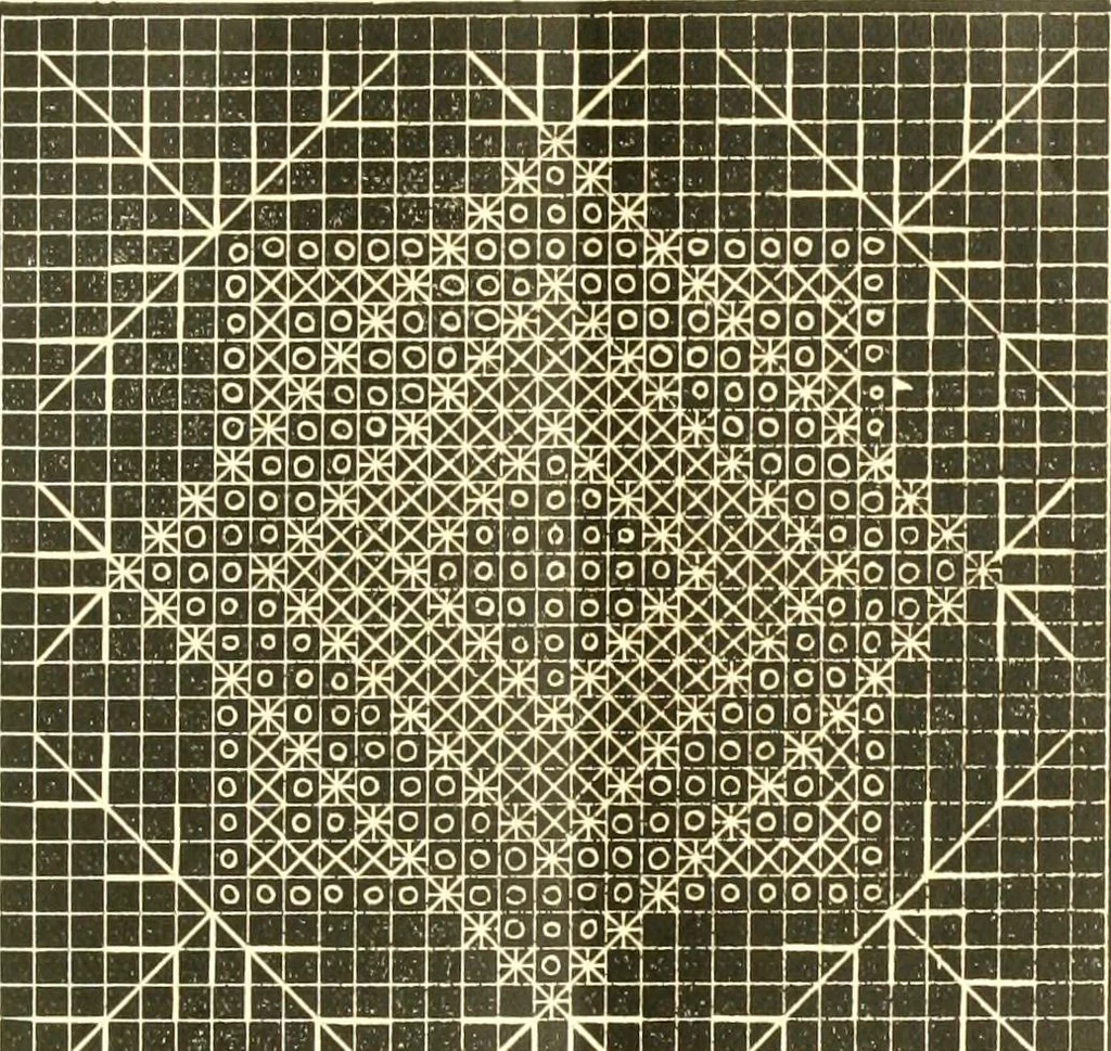 An illustration from Lessons in fancy work, 1885, leaf 10