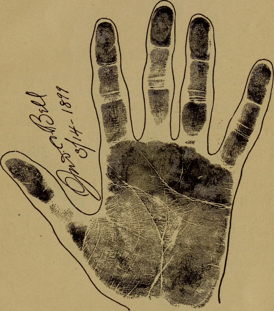 An illustration from Lessons in palmistry; studies of the eye and planetary influences, 1901, leaf 70