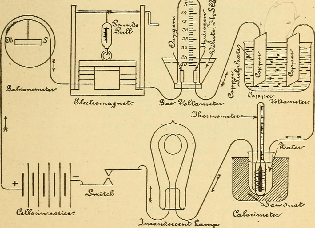 An illustration from Lessons in practical electricity; principles, experiments, and arithmetical problems, an elementary text-book, 1903, leaf 108