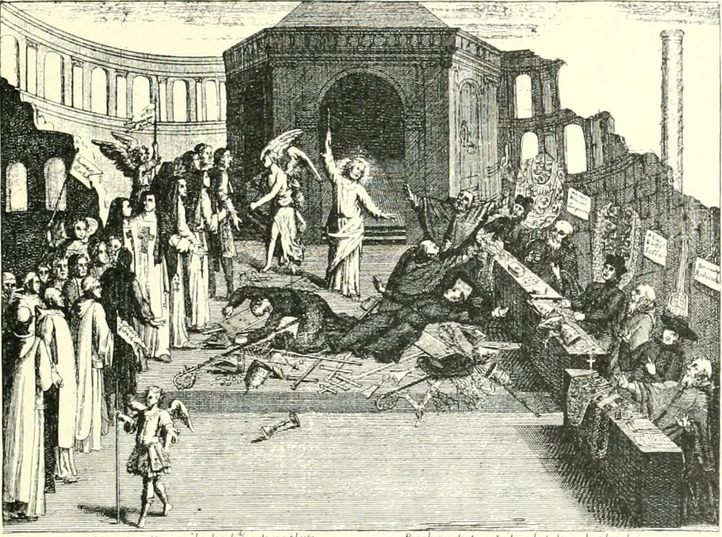 An illustration from L'estampe satirique et la caricature en France au 18e siècle; préf. de Maurice Tourneux, 1910, leaf 42