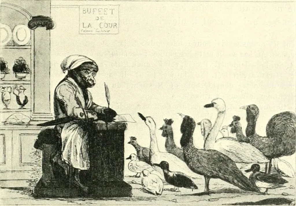 An illustration from L'estampe satirique et la caricature en France au 18e siècle; préf. de Maurice Tourneux, 1910, leaf 46
