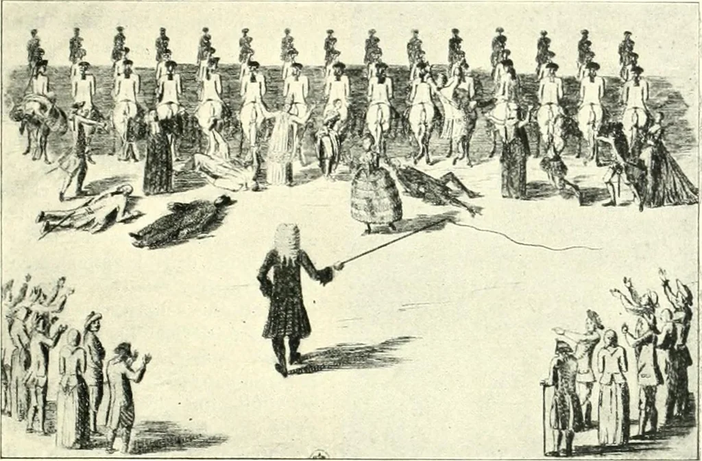 An illustration from L'estampe satirique et la caricature en France au 18e siècle; préf. de Maurice Tourneux, 1910, leaf 58