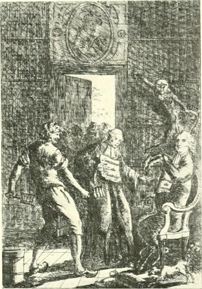An illustration from L'estampe satirique et la caricature en France au 18e siècle; préf. de Maurice Tourneux, 1910, leaf 60