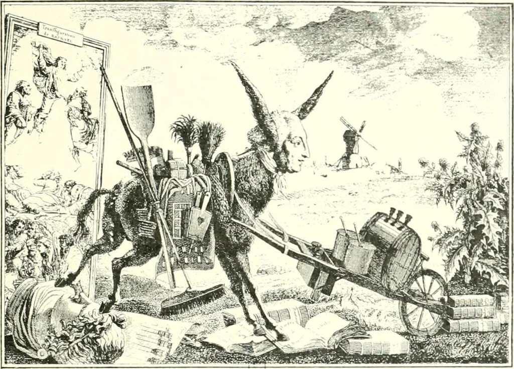 An illustration from L'estampe satirique et la caricature en France au 18e siècle; préf. de Maurice Tourneux, 1910, leaf 90
