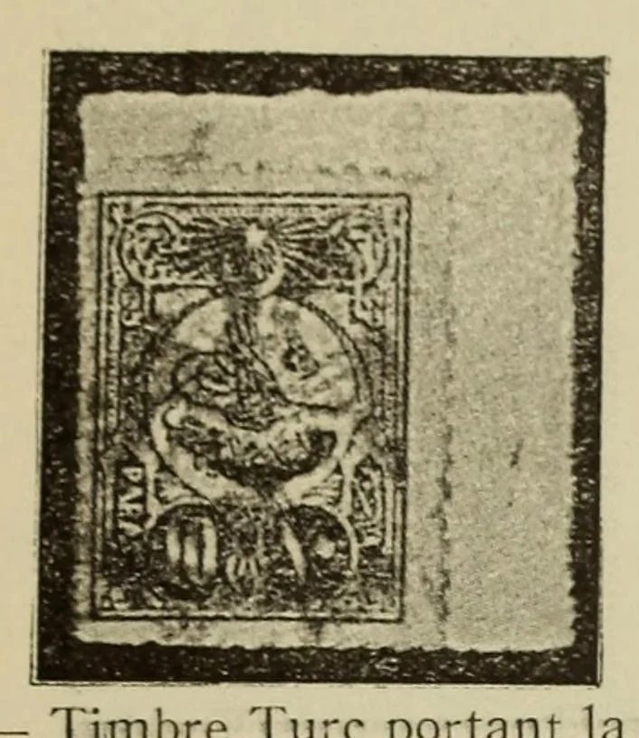 An illustration from Les timbres d'Albanie depuis l'origine jusqu'a la guerre, 1915, leaf 7