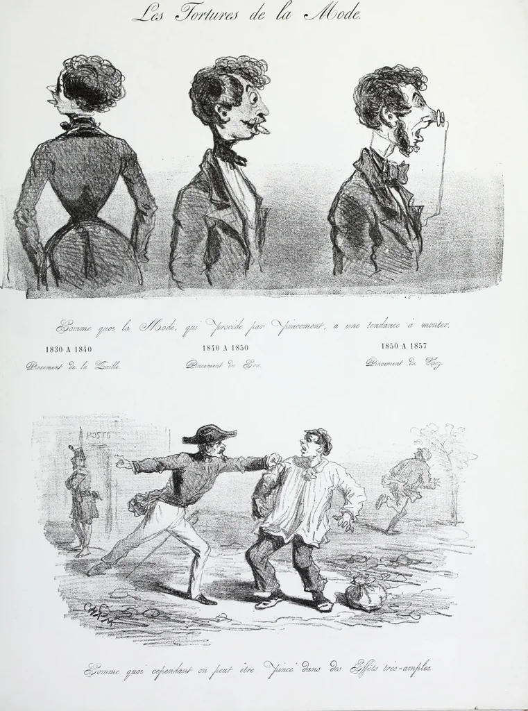An illustration from Les tortures de la mode, 1850, leaf 18