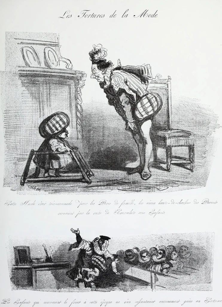 An illustration from Les tortures de la mode, 1850, leaf 22
