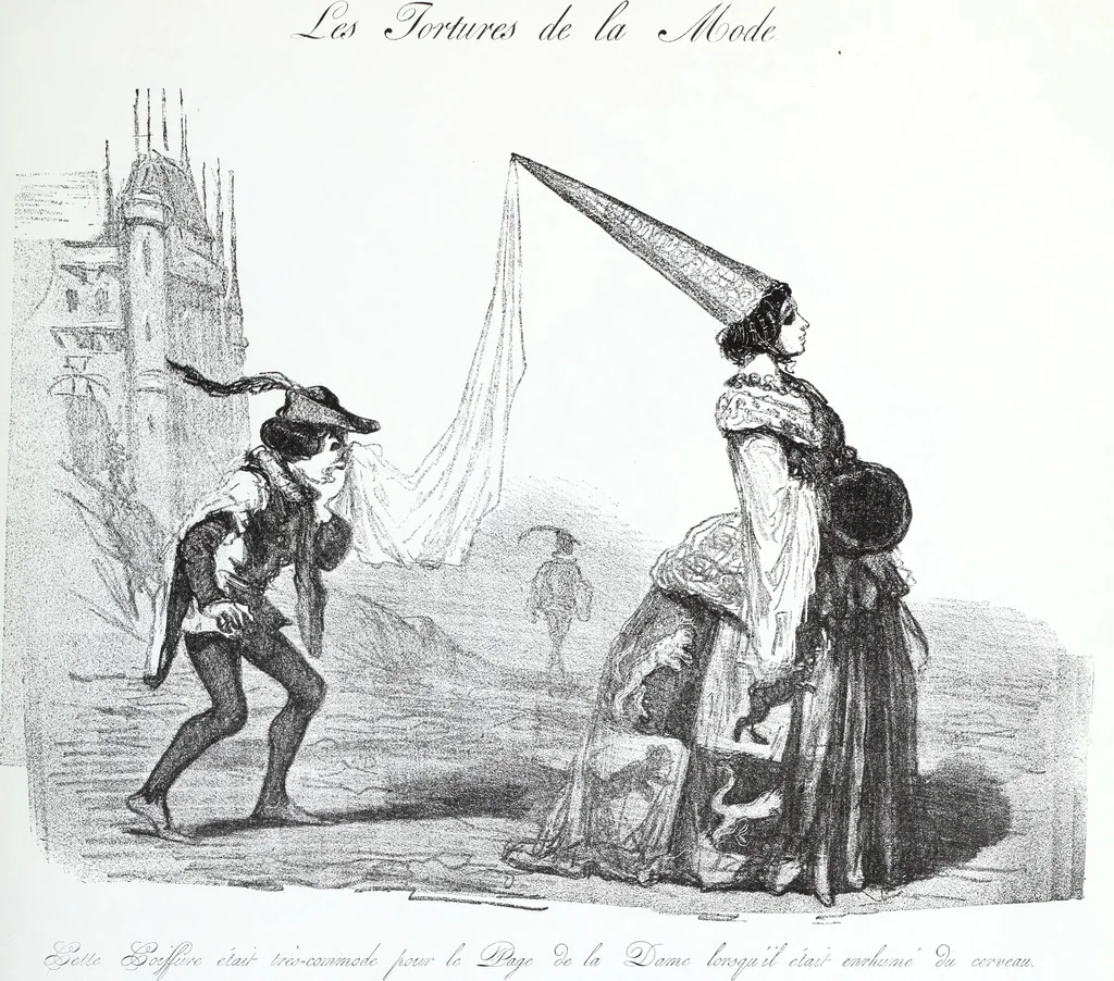 An illustration from Les tortures de la mode, 1850, leaf 24