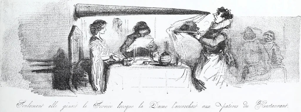 An illustration from Les tortures de la mode, 1850, leaf 24
