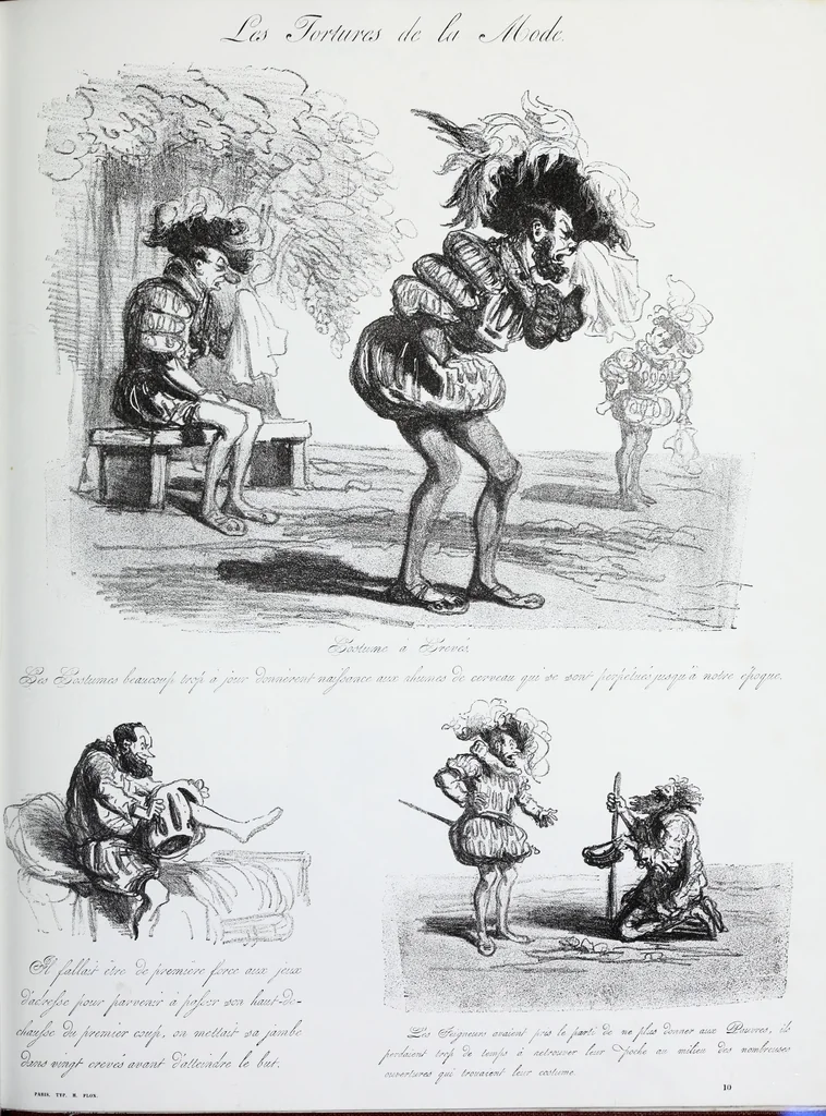 An illustration from Les tortures de la mode, 1850, leaf 26