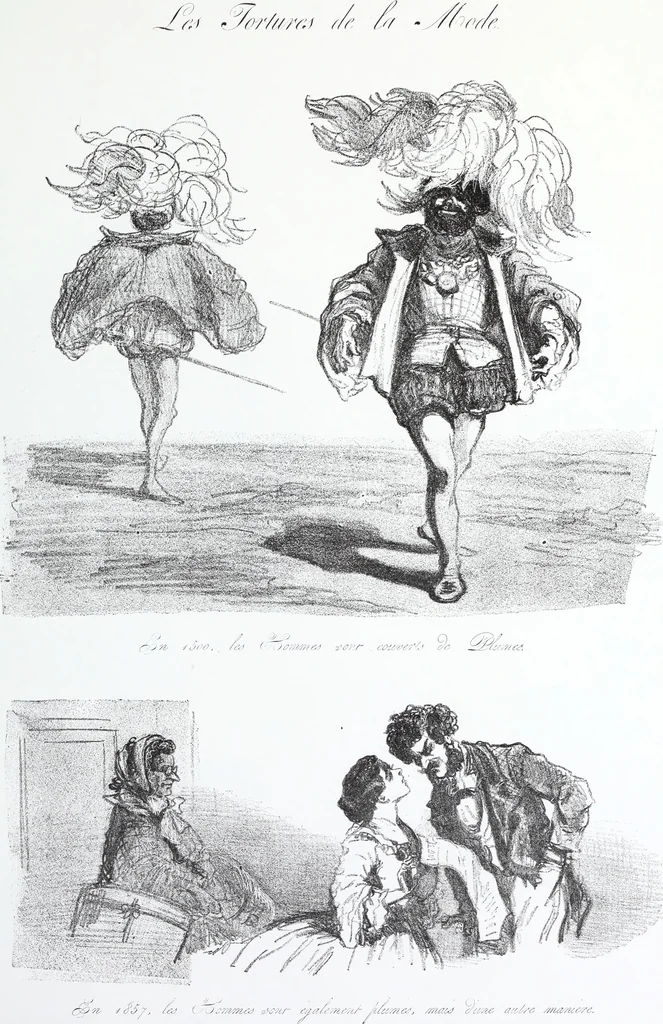 An illustration from Les tortures de la mode, 1850, leaf 30