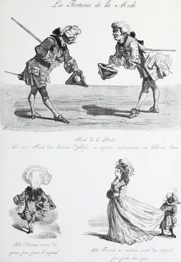 An illustration from Les tortures de la mode, 1850, leaf 34