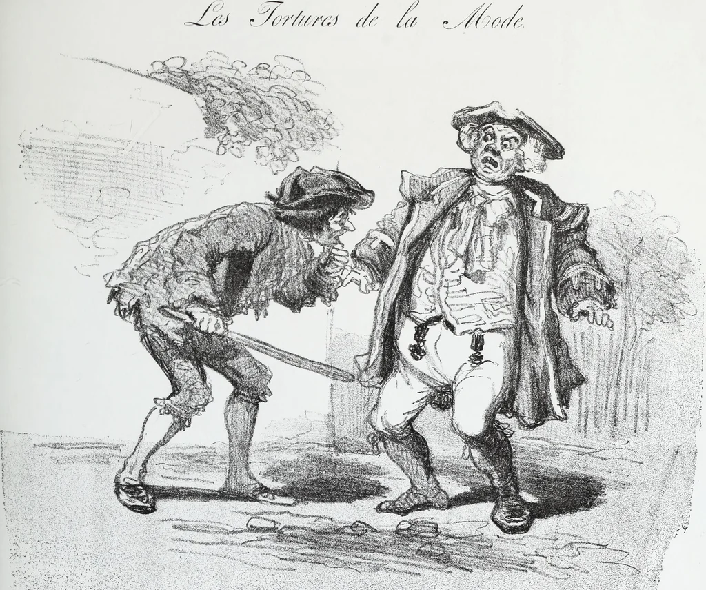 An illustration from Les tortures de la mode, 1850, leaf 36
