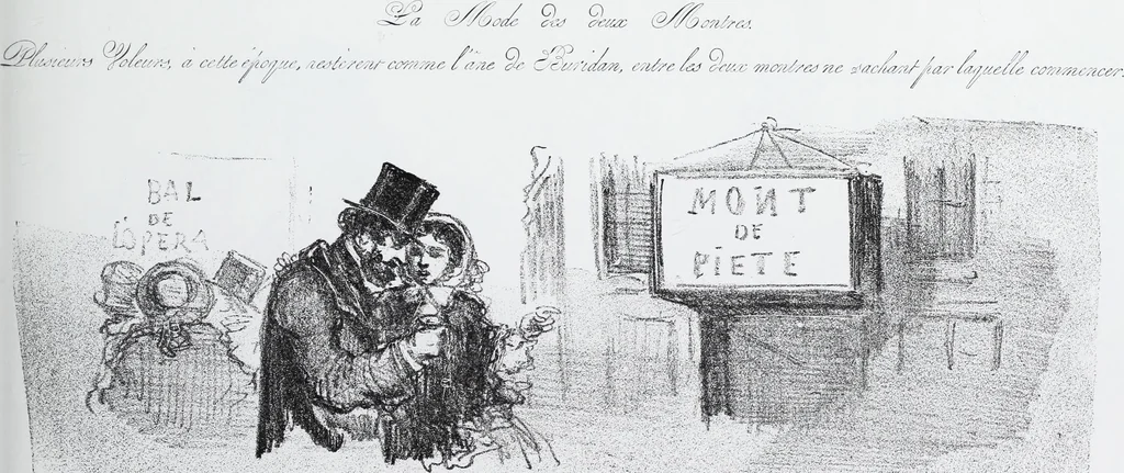 An illustration from Les tortures de la mode, 1850, leaf 36