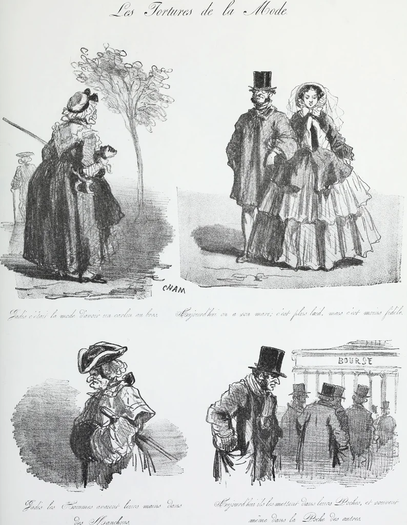 An illustration from Les tortures de la mode, 1850, leaf 38