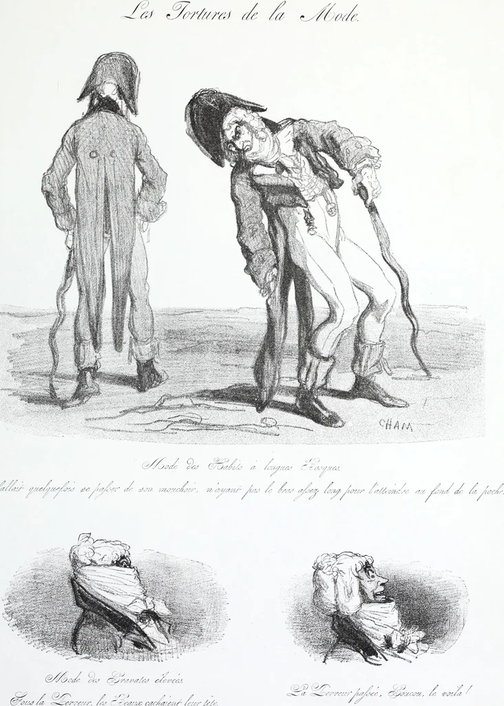 An illustration from Les tortures de la mode, 1850, leaf 40