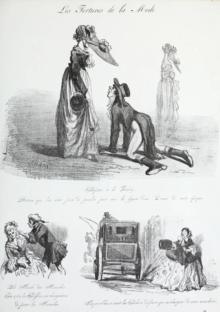 An illustration from Les tortures de la mode, 1850, leaf 42