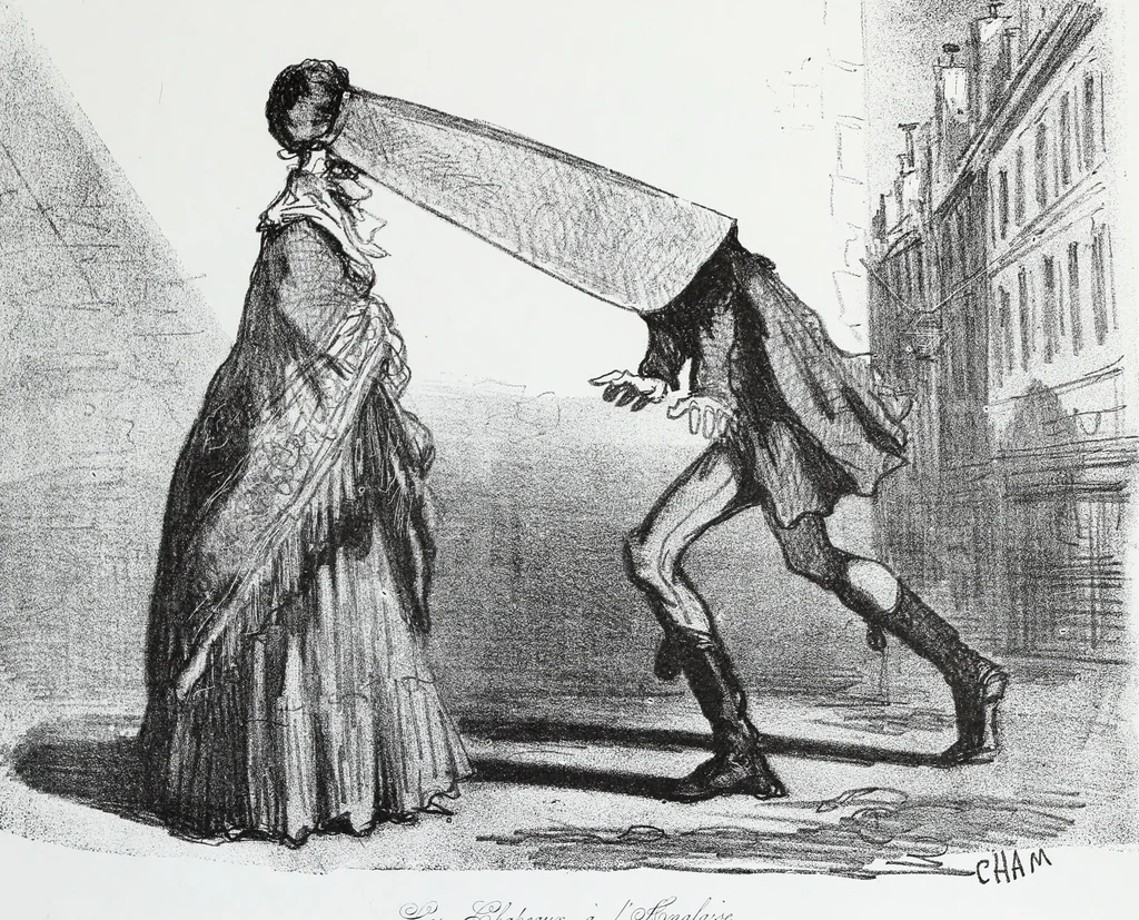 An illustration from Les tortures de la mode, 1850, leaf 52